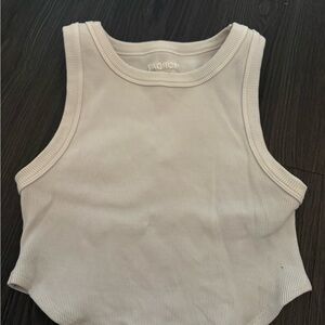 Monday White Ribbed Tank Top